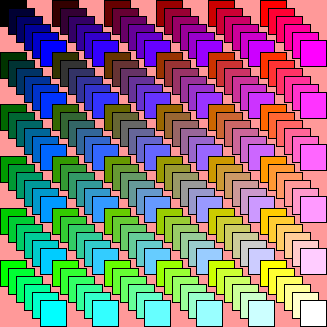 216 overlapping coloured squares
